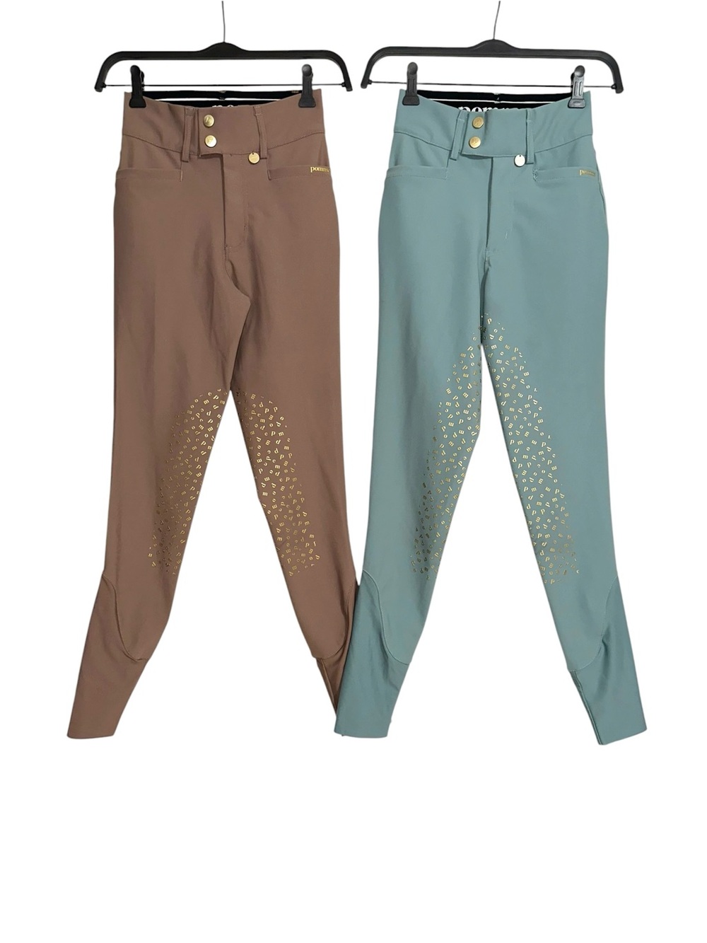 Pomme Nellie Breeches Bling Equestrian Pants XS in Arctic and Deep Taupe 2 SET